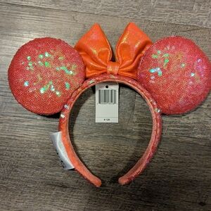 NWT Coral Pink Disney Sequin Minnie Mouse Ears Headband